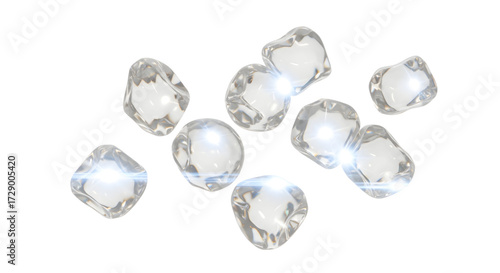 3D Transparent glow light effects  lens flare pieces isolated on white background