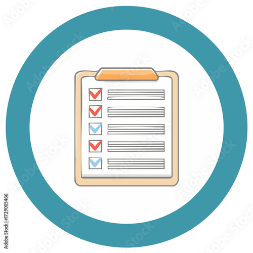 Checklist on Clipboard with Completed and Pending Tasks in Circle