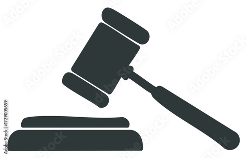 Judge's gavel and block icon representing justice legal decisions and auctions