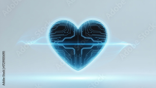 Digital heart technology electronic circuit board love connection health innovation future tech design concept
