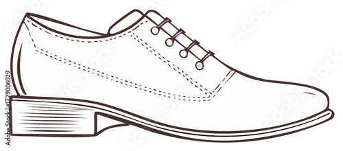 Elegant mens classic formal dress shoe hand drawn line art illustration