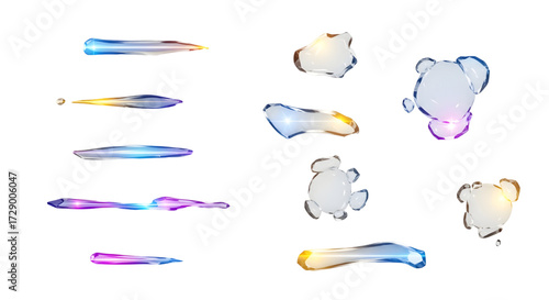 3D Transparent glow light effects  lens flare pieces isolated on white background