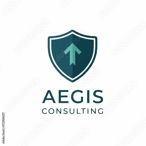 A modern shield logo with an upward arrow signifies protection, growth, and strategic guidance for Aegis Consulting.