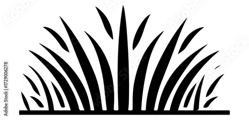 Grass blades silhouette icon, minimal flat black vector graphic