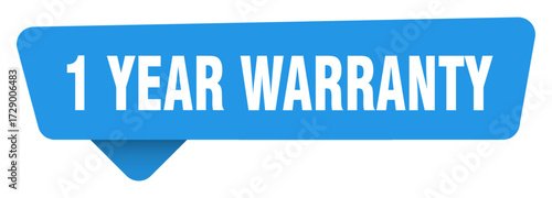 1 year warranty sticker. 1 year warranty blue sign isolated on transpatent background