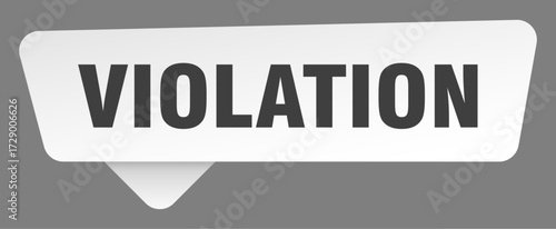 violation sign. violation white sticker isolated on gray background