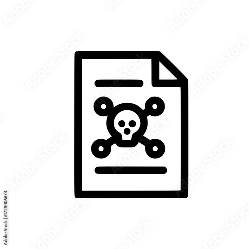 Vector Illustration of a File Document Icon Featuring a Skull for Hazard and Risk Documentation
