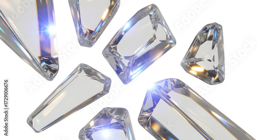 3D Transparent glow light effects  lens flare pieces isolated on white background