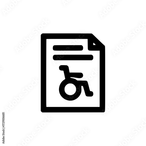 Icon of a Document with Wheelchair Symbol Depicting Disability Support and Accessibility Info