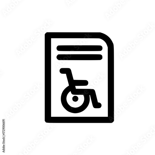 Text Document Icon with Wheelchair Symbol Representing Accessibility Records and Disability Data