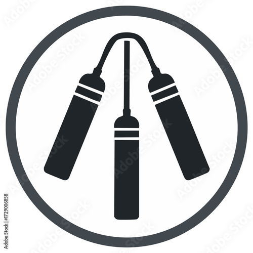 Stylized nunchaku martial arts weapon icon in a circle for combat sports training and self defense