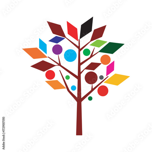 Modern multicolor geometric tree vector