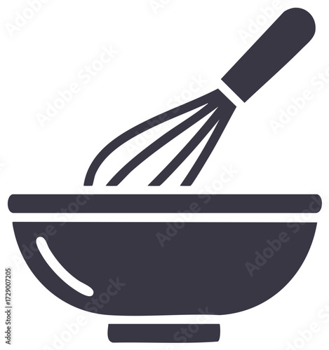 Mixing Bowl with Whisk Illustration for Cooking or Baking Concepts