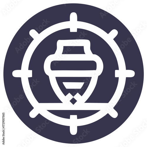 Ancient Urn Icon in Circle Graphic Design, Archaeological Vessel Symbol
