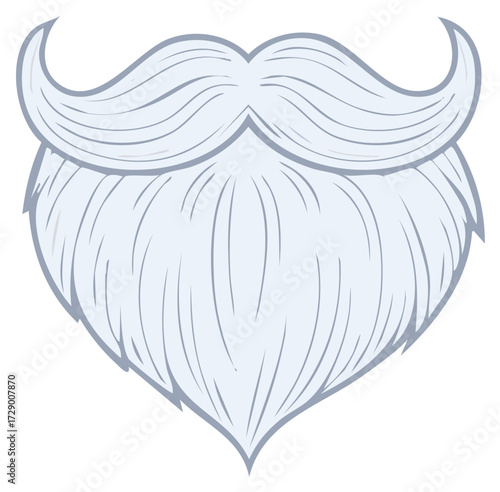Stylized White Santa Claus Beard with Curled Mustache Holiday Winter Festive