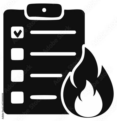 Checklist with Flame Icon Showing Urgent and Critical Tasks