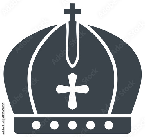Elegant regal imperial crown vector icon illustration with prominent crosses depicting sovereignty and ecclesiastical leadership