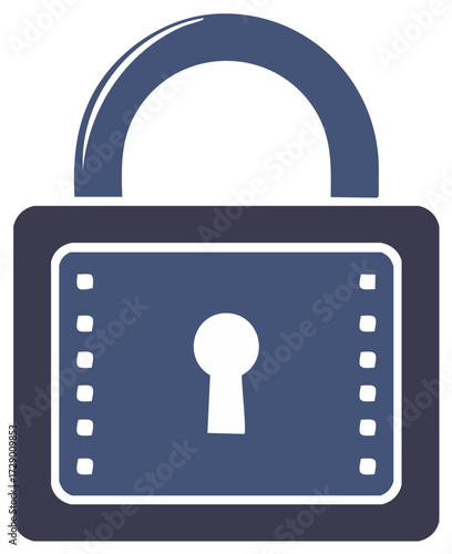 Secure padlock icon with a keyhole and film strip border representing media security and protection