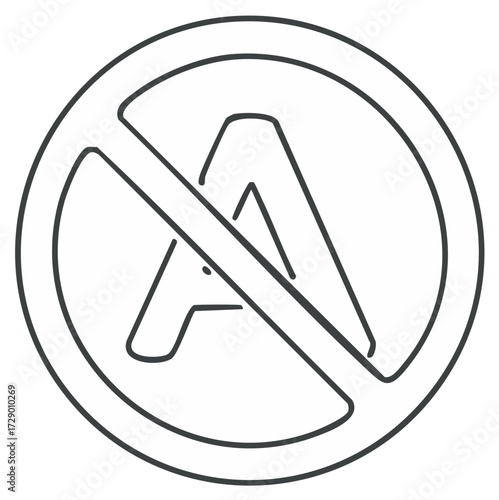 No AI Generated Art and Content Prohibition Symbol Line Icon