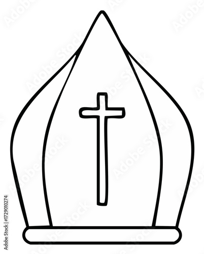 Illustration of a mitre with a cross, representing Christian faith and church traditions.