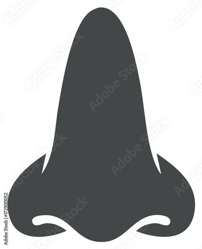 Human nose simple graphic design icon. Olfactory organ symbol. Face anatomy element.