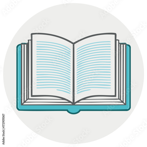 Open Book with Lined Pages in Cartoon Style Illustration