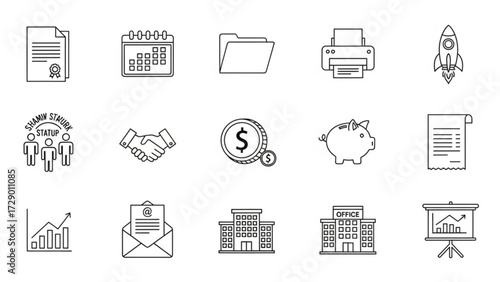 Minimalist vector icon set  business and office