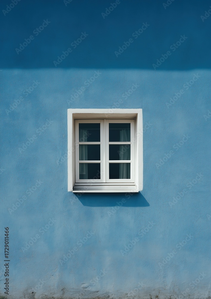Obraz premium White window on a blue wall