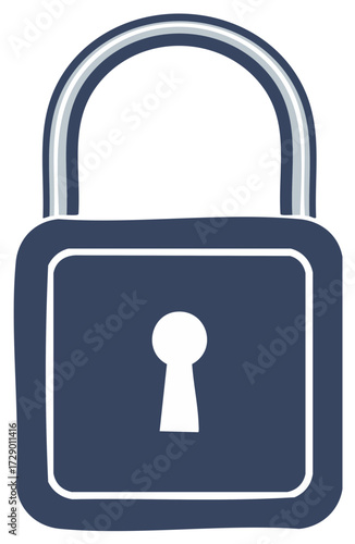 Blue padlock with white outline and gray shackle layers