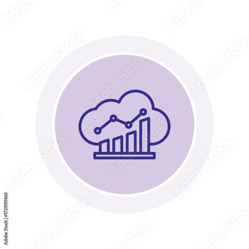 Cloud Analyticscolor circle icon , vector, pixel perfect, illustrator file 