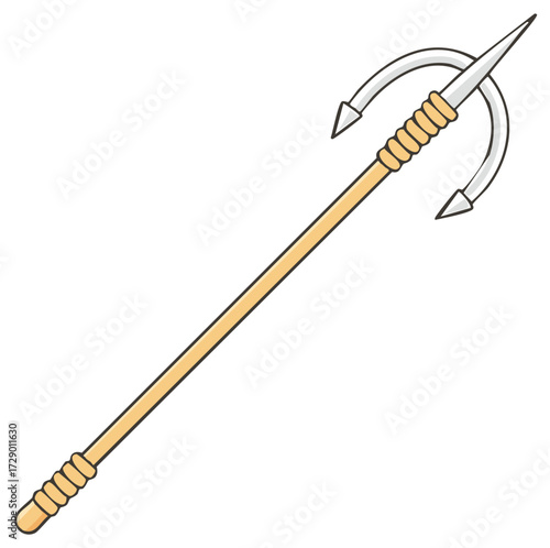 Stylized medieval man catcher polearm weapon with a sharp spike and hooks