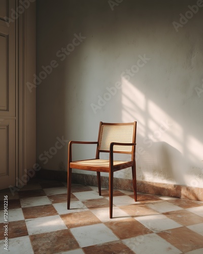 Wallpaper Mural Wooden chair in a sunlit room Torontodigital.ca