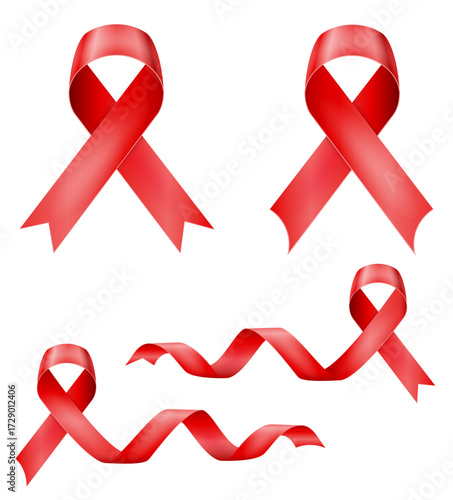 ribbon red silk shiny in support of aids disease cartoon stock vector illustration isolated on white background