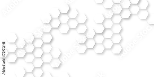 Abstract white hexagon concept soft white background, beautiful geometric pattern white gray hexagonal, dark grey hexagon white background wall pattern, 