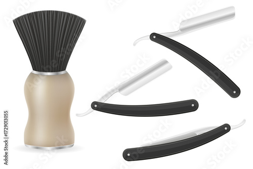 shaving accessories blade and razor cartoon stock vector illustration isolated on white background