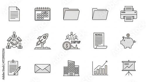 Minimalist vector icon set  business and office