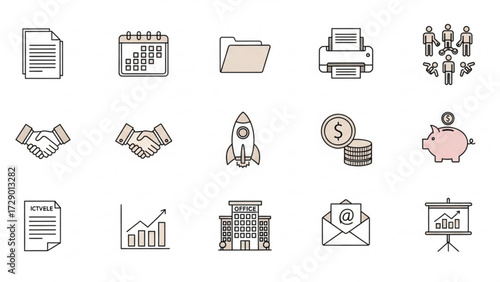 Minimalist vector icon set  business and office