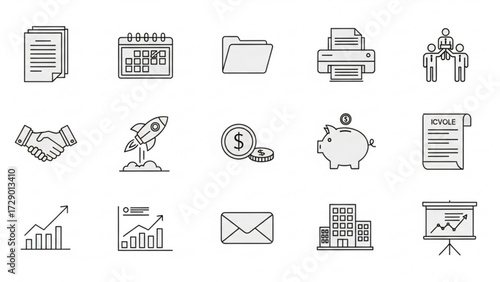 Minimalist vector icon set  business and office