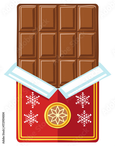 Sweet Winter Chocolate Bar with Snowflake Design and Foil Wrapper Festive Treat