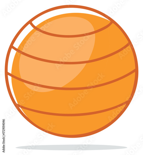 Orange Gym Ball Illustration with Horizontal Stripes