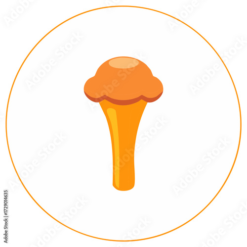 Stylized Orange Chanterelle Mushroom Illustration in a Simple Circle Frame