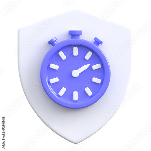 Stopwatch Timer Shield 3D Icon