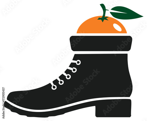 Cartoon Boot with Orange and Leaf Whimsical Footwear Illustration