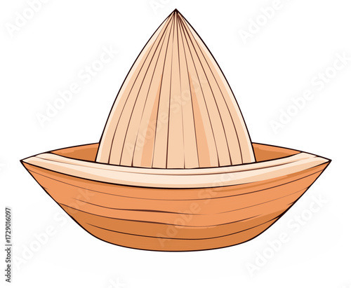 Simple Wooden Citrus Juicer Illustration Kitchen Tool for Squeezing Fresh Fruit Juice