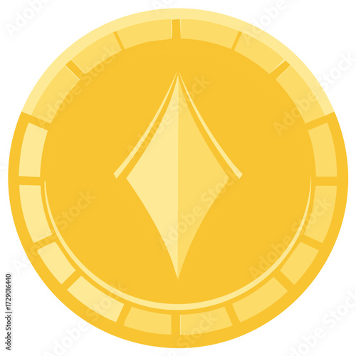 Golden Coin with Diamond Symbol