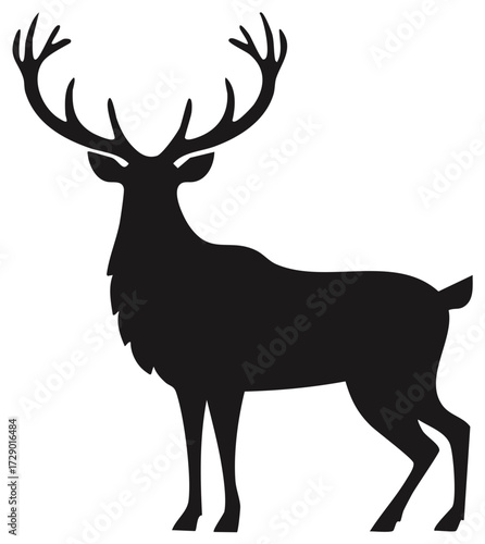 Elegant Stag Silhouette Illustration of a Majestic Deer with Antlers for Design Applications