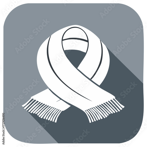 Scarf Icon Illustration with Fringe on Square Background
