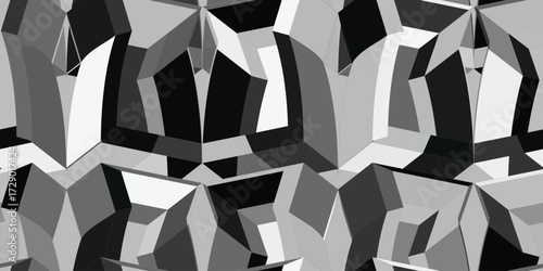 Abstract black and white 3d geometric seamless pattern background. Optical illusion 3d shapes. Vector 10 EPS illustration. Vector illustration