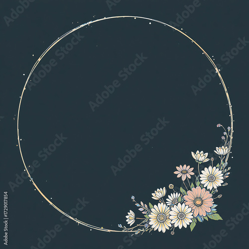 Elegant Floral Wreath with Light Sparkles on Dark Background for Feminine or Romantic Design