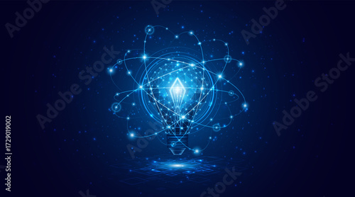 Electric or creative light bulb. Global internet connection concept for business. advanced digital technology	